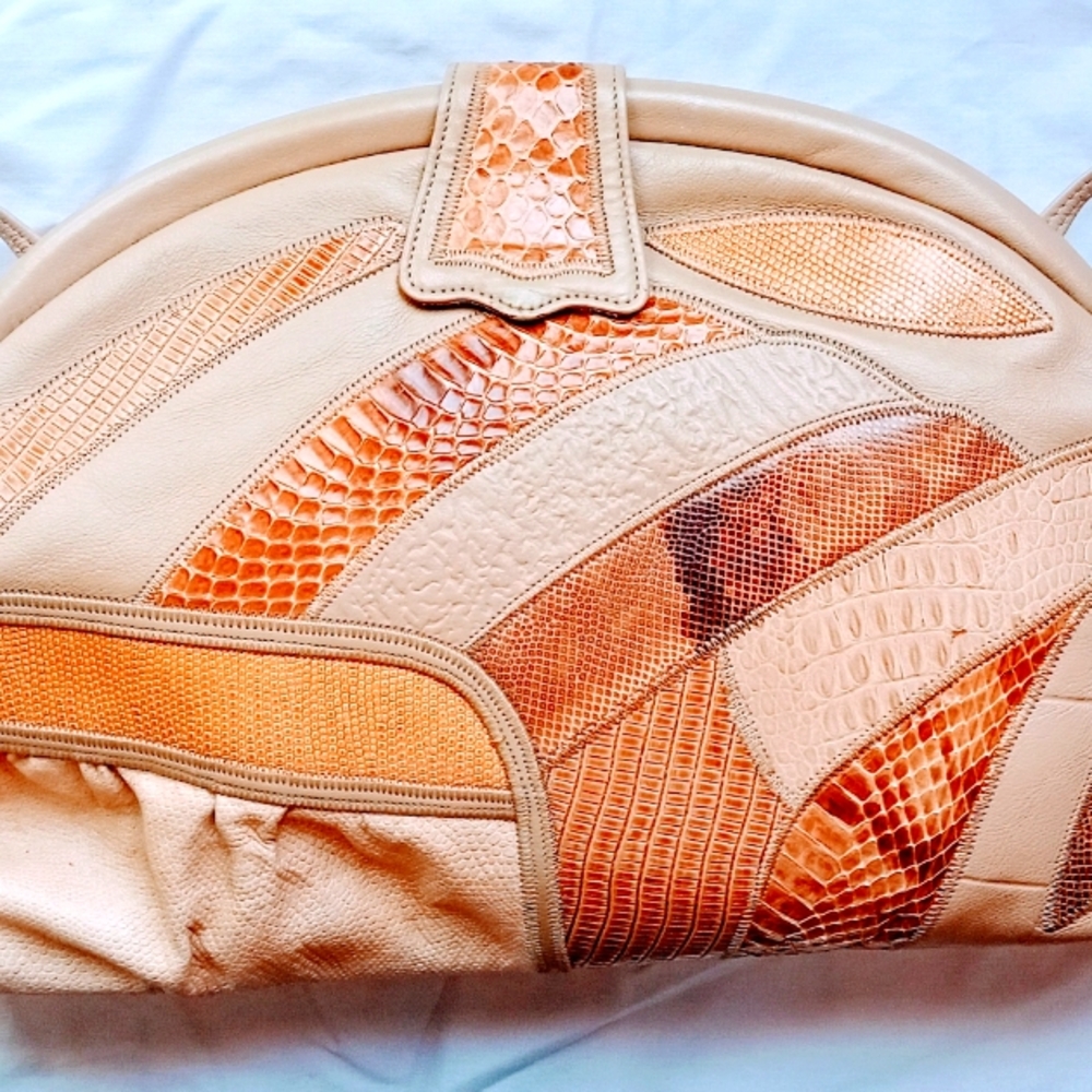 Vintage Leather Snakeskin Shoulder Strap or Clutch Purse.